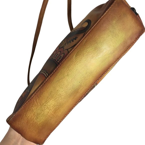 Anuschka NEVER USED Handpainted Leather Crossbody Bag Saddle Paisley - Picture 11 of 12